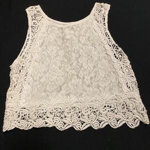 White lace crop top